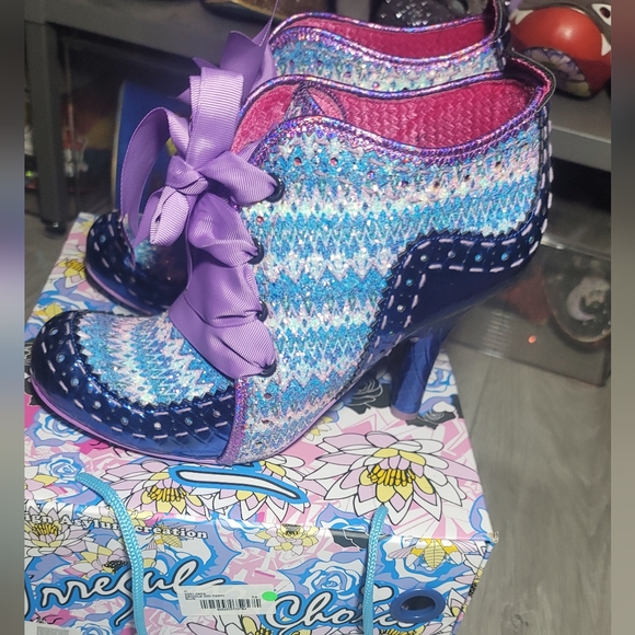 Irregular Choice Abigails 3rd Party Purple & Blue High-Heel Bootie - Picture 3 of 5